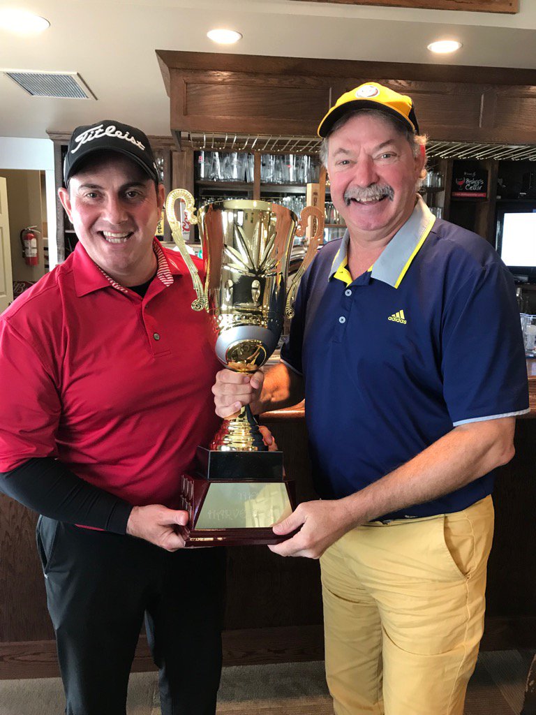 MacKinnonGolf's tweet photo. The Harvest Cup! Who’s team will be filling the cup? The PREZ? The DOG? Time will tell. All set to go at 12:30! https://t.co/wXYvnmGGJb