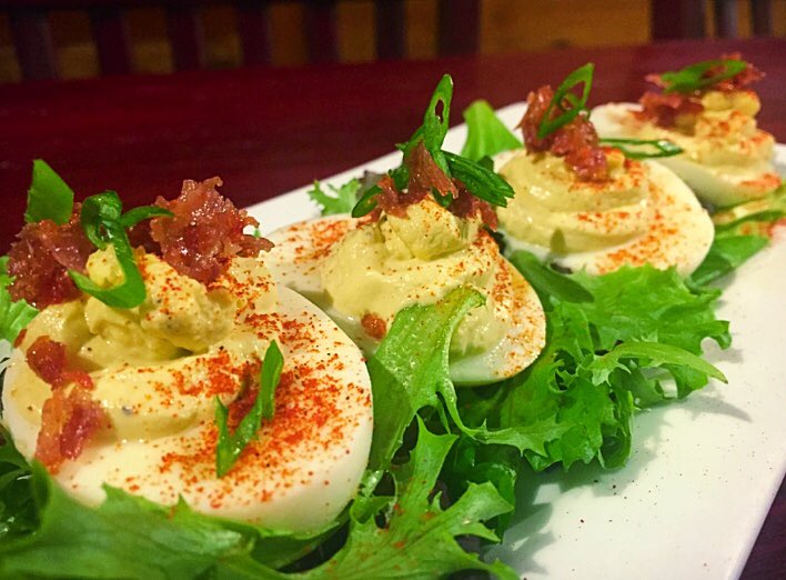 SpurBrewing's tweet photo. We have the eggs! House made deviled eggs topped with crispy prosciutto, Spanish paprika. Or, have your eggs for brunch 10am until 2pm! 🥂🍻🍳🥓 https://t.co/zg7a6q3gQD