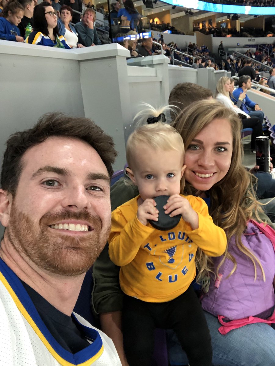 GrassBrittany's tweet photo. A big thank you to the @StLouisBlues for the tickets so our big hockey fan could watch another game! She even got a puck! #SheBleedsBlue #STLBlues #hockeygirl https://t.co/6DSdHMPkYz