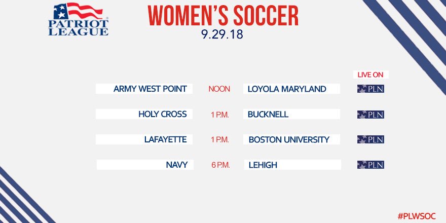 PatriotLeague's tweet photo. There are 9️⃣ #PLwsoc⚽️ and #PLmsoc⚽️ games in total today, with 6️⃣ on @PatriotLeagueTV! https://t.co/KkxpTX8mVM