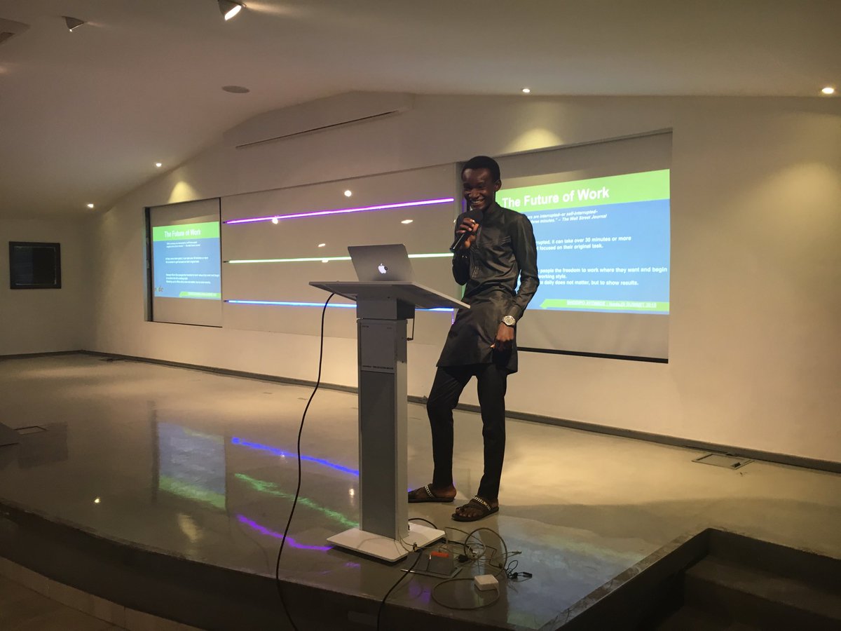 mbygifted's tweet photo. @developerayo from @GoVanHack talking about the Future of Work. @nodejsnigeria @nodejsafrica #NodeConfNG #LSW18 https://t.co/xkBUy9Uflh