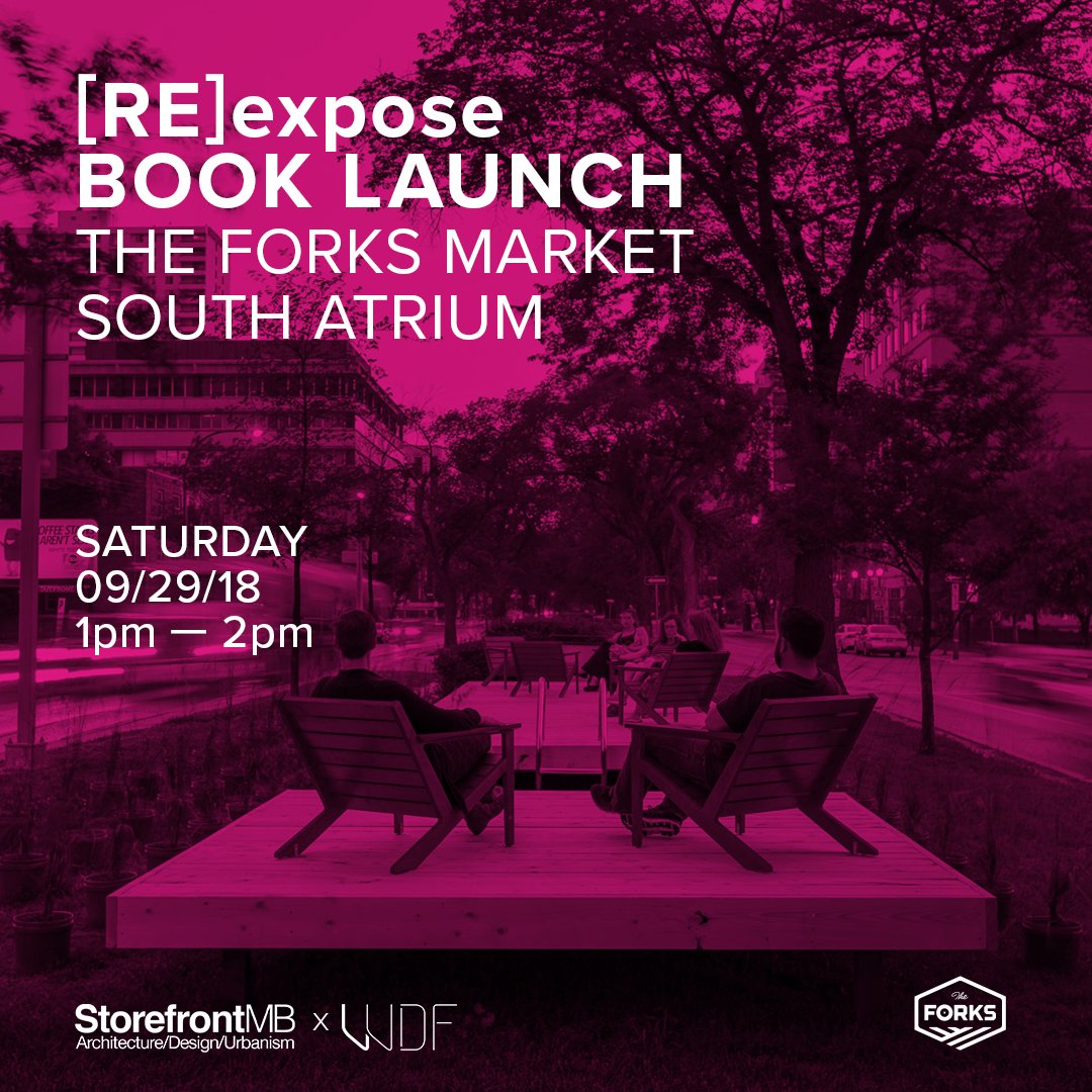 storefrontMB1's tweet photo. TODAY!

[RE]expose yourself to Manitoba's best design with the launch of MB ARCH VOL_04, Cool Gardens and RIVER CITY 2050!

Then join us for a guided bike cruise to see this year's #CoolGardens installations for yourself!

@TheForks @MDAvisuels 

#wdf2018 #re2018 https://t.co/PxojpYpKBO