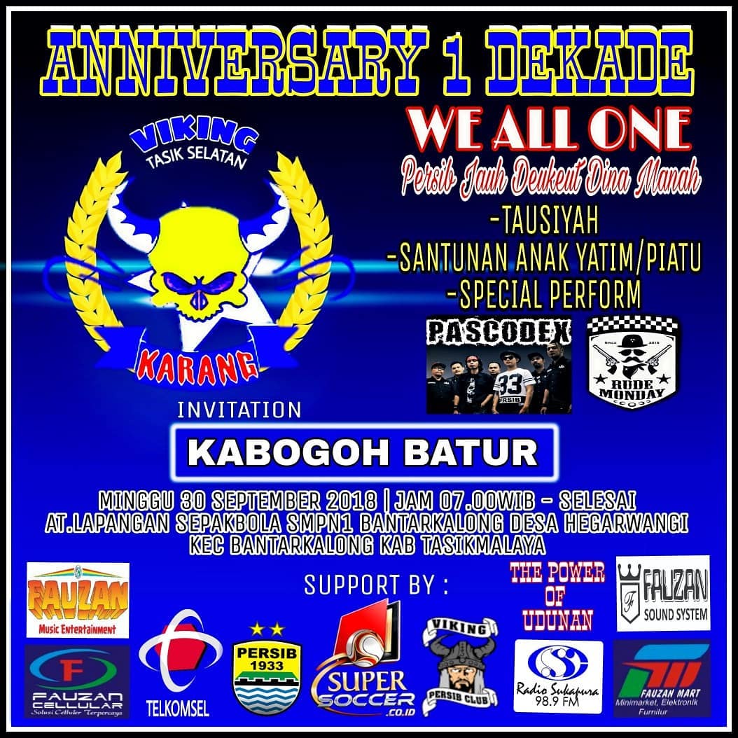 infokarang's tweet photo. Anniversary 1 Dekade @Viking_Karang. Besok mulai jam 07.00 Dilapangan Sepakbola Desa Hegarwangi, Bantarkalong. Mangprangkeun lur! #Vkts #Karangnunggal https://t.co/CNDyGOURkn