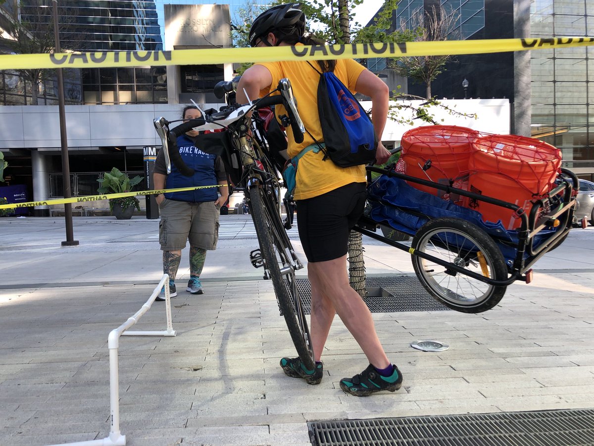 BikeArlington's tweet photo. Stairs, rails, cones, oh my! Obstacles will occur during natural disasters and learning how to navigate them is crucial. Needing to carry a bike is also a real possibility. @Bikerackracing @RosslynVA #DRTArlington #ArlingtonBikes #ARLPrep2018 #NATLPrep https://t.co/rcB3BeSJRb