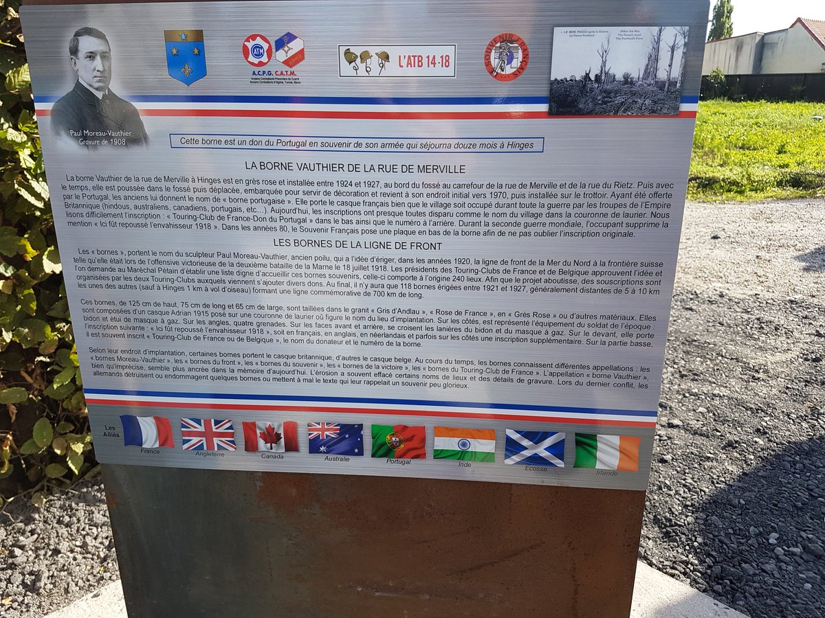 J2PDEF's tweet photo. @hautsdefrance @pasdecalais62 #Hinges @Mission1418 #DevoirDeMémoire #1GM
Inauguration ce 29 sept des plaques informatives des bornes #Vauthier, offertes par le @Portugal marquant la ligne de front lors de la bataille de la Lys avec le Somme battle field pipe band et le @SF_Siege. https://t.co/jVvIkuicps