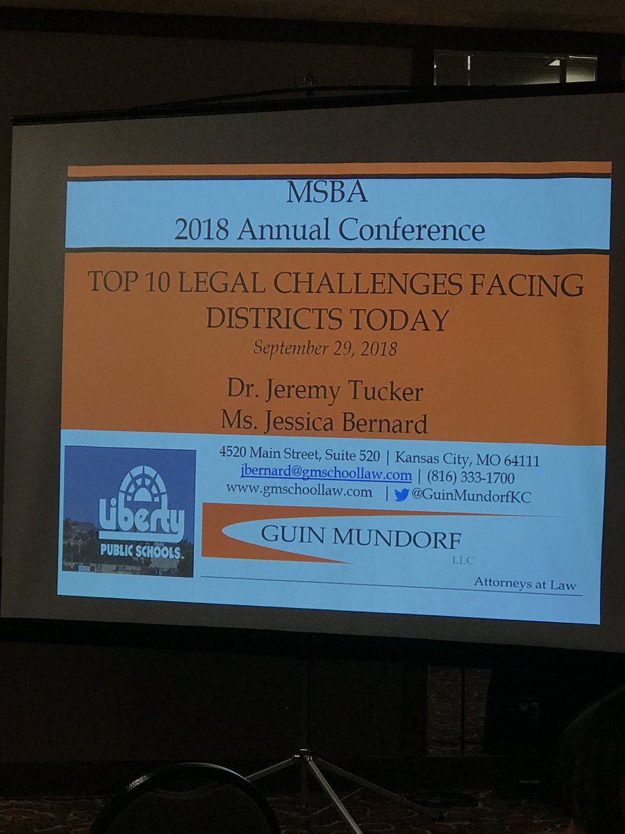 dougemints's tweet photo. Staying current with legal issues in education! Reminds me of the class I took long ago from Dr. Kent King from Rolla:) #msba2018 #emints4admin #platorv @TuckerTm presents https://t.co/AGHOqQvU00