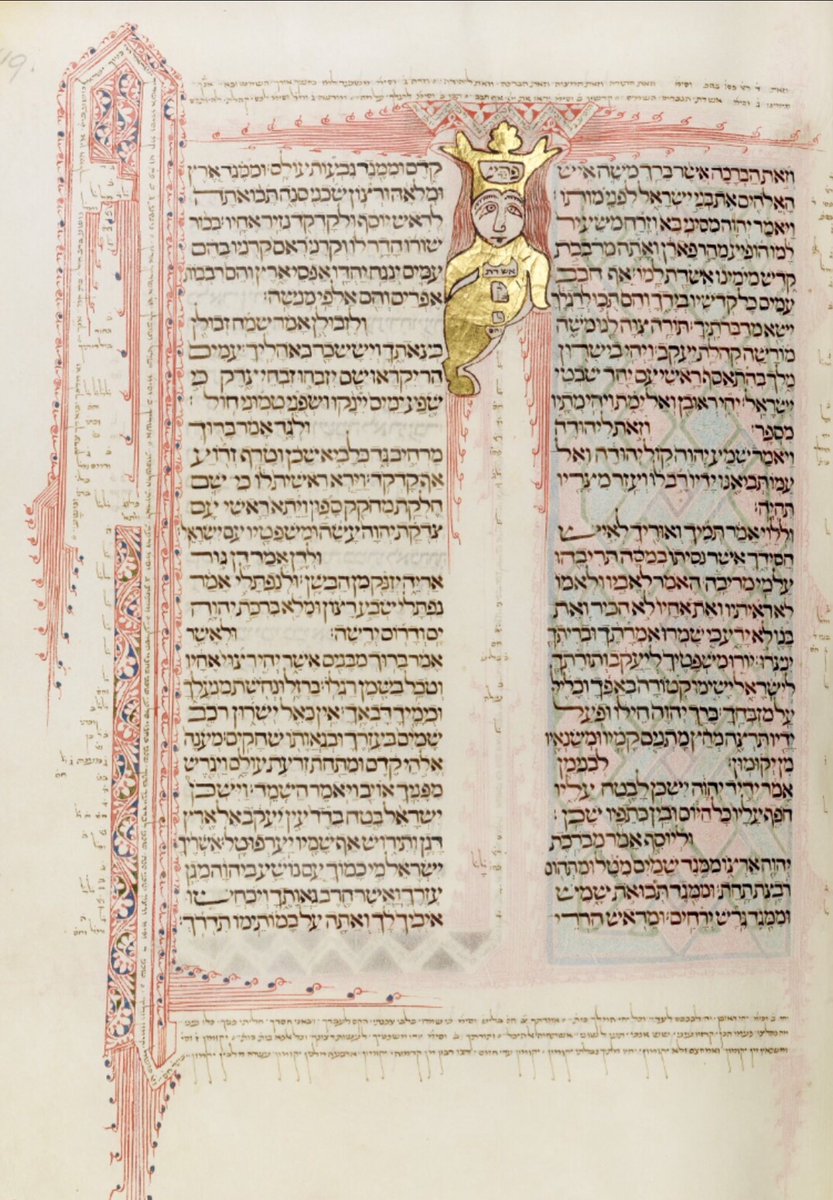 red_loeb's tweet photo. @lisafdavis @medievalpecia Here's some superb penwork from MS Kennicott 1; 'The Kennicott Bible', 1476 CE, 
f.119r #BDLSS #KennicottBible https://t.co/8gR8W1Draw