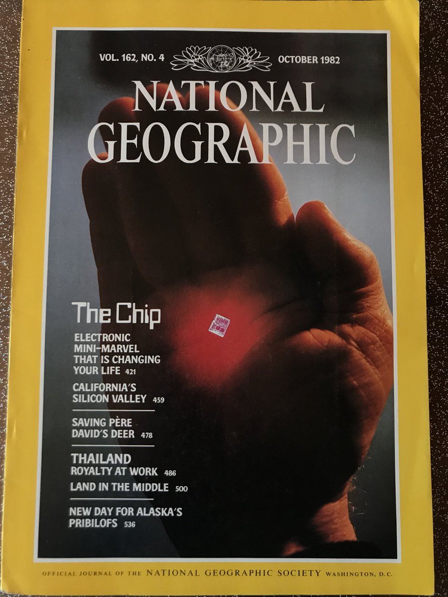 bitstoryit's tweet photo. #NationalGeographic #Magazine, October 1982: “The #Chip” cover story. #vintagecomputer #vintagecomputing #retrocomputer #siliconvalley #history #Apple #SteveJobs #bitstory #8bit #technology #microprocessor @retrocompclub #NatGeo #ComputerHistory https://t.co/NlUrYPHTQQ