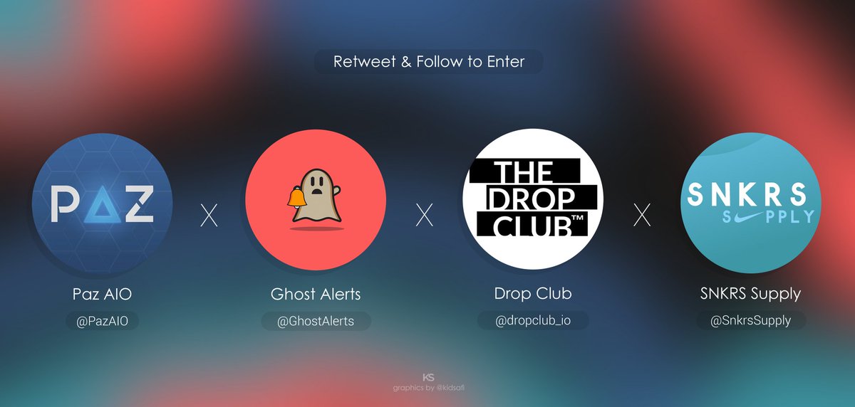 GhostAlerts's tweet image. 🚨GIVEAWAY ALERT🚨 

 MULTIPLE WINNERS
・1x free copy of @PazAIO 
・5x free month of @GhostAlerts 
・5x 1GB proxy plan of @dropclub_io 
・100 Nike US verified accs from @SnkrsSupply 

 TO ENTER:
・LIKE ❤️
・RETWEET 🔁
・FOLLOW @GhostAlerts @PazAIO @dropclub_io @Snkrssupply ✅