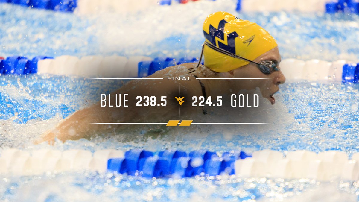 WVUSwimDive's tweet photo. It's another BLUE victory!! For the second consecutive season, the Blue team wins the annual Gold-Blue Meet. #HailWV https://t.co/bYpmuEfWJ5