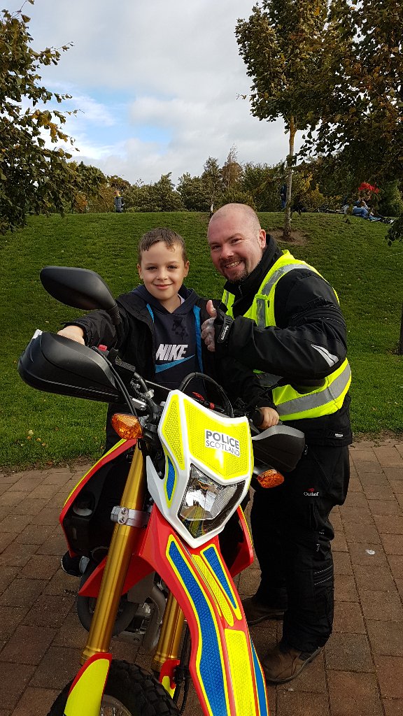 PSOSNWEdinburgh's tweet photo. Septemberfest at Broughton High School was a success, the Operation Orbit bike proved more popular than the police van! #operationorbit https://t.co/wTr1WZGGN6