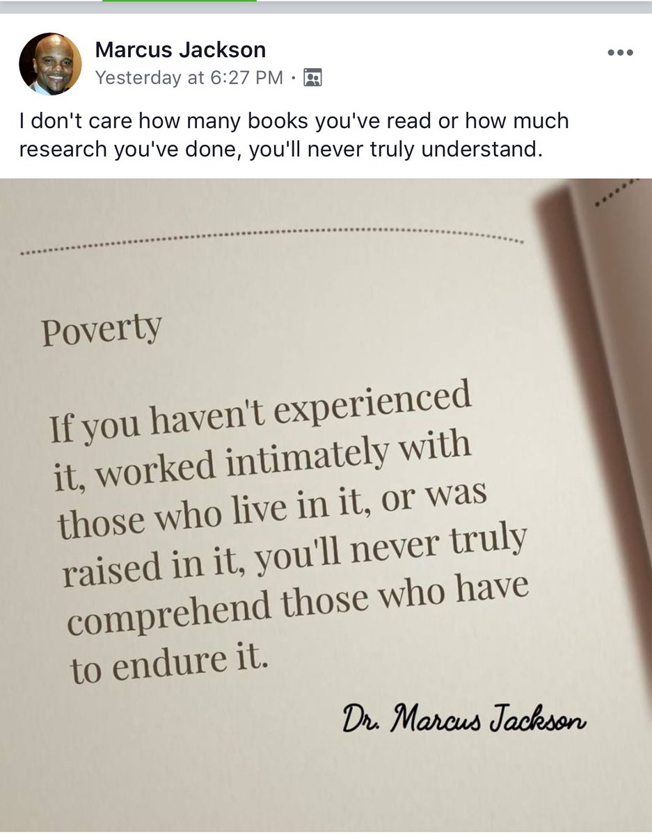 Poverty is real. The most effective leaders are in the trenches to understand the work that must be done. If you want to learn about poverty at a high level, try living it. Then you’ll definitely understand.