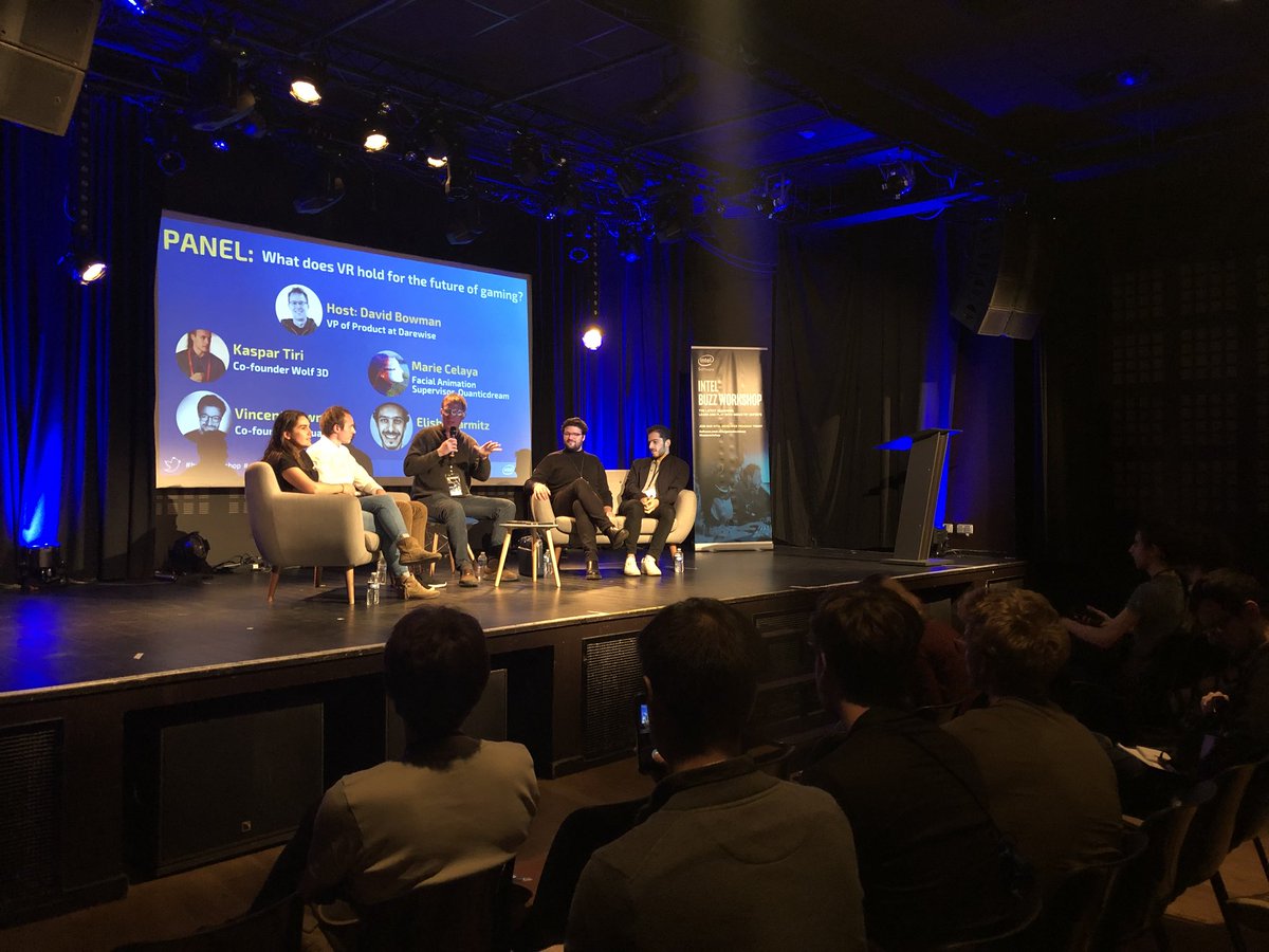 BeMyAppFR's tweet photo. #BuzzWorkshop panel discussion: What does #VR hold for the future of gaming? Hosted by @DavidBowman VP of product @WeDareWise, with @elish CEO of @mk2 @Quantic_Dream @kaspar_tiri @VirtualRoomFR https://t.co/4WhS6Tv4dW