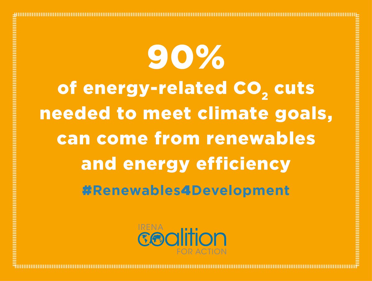 Renewable energy and energy efficiency can provide over 90% of the energy-related CO2 emission reductions that are required to meet the #ParisAgreement objective #SDG13 – #Renewables4Development &amp; #Renewables4Climate. #GlobalGoals