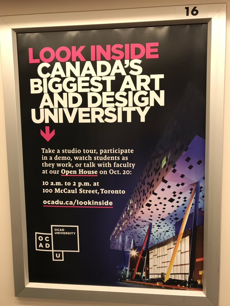 Kavehnia's tweet image. A poster says “if you want to become a designer, don’t come to our university”. @OCAD #PoorDesign #shame