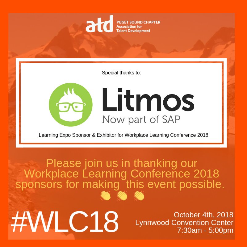 ATDps's tweet photo. Our new sponsor @Litmos adds their support as well!
Stop by the Learning Expo at #WLC18 to learn more.
Registration for #WLC18 closes on Sunday, September 30th
Register now:
https://t.co/bXpbUXqfBt
#ATDps #SeattleEvents #SeattleNetworking #SeattleProfessionals #PNW https://t.co/DTCYP2LVt9