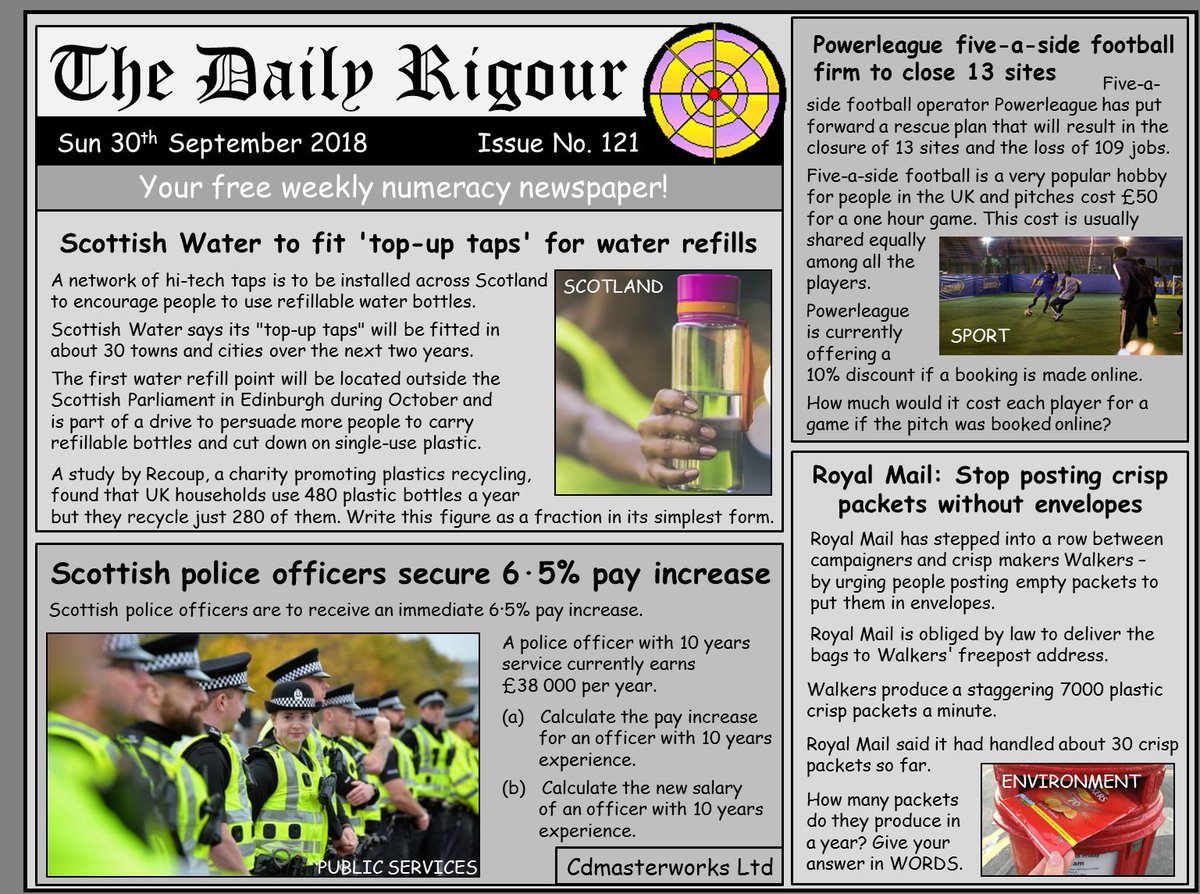 RigourMaths's tweet photo. Want to improve your numeracy skills? Try this weeks #DailyRigour 121, your FREE numeracy newspaper. Download this and view all past editions on our webpage; https://t.co/tYDyzZV3r2. #numeracy #CfE #parentalengagement https://t.co/F2KBHMpdnn