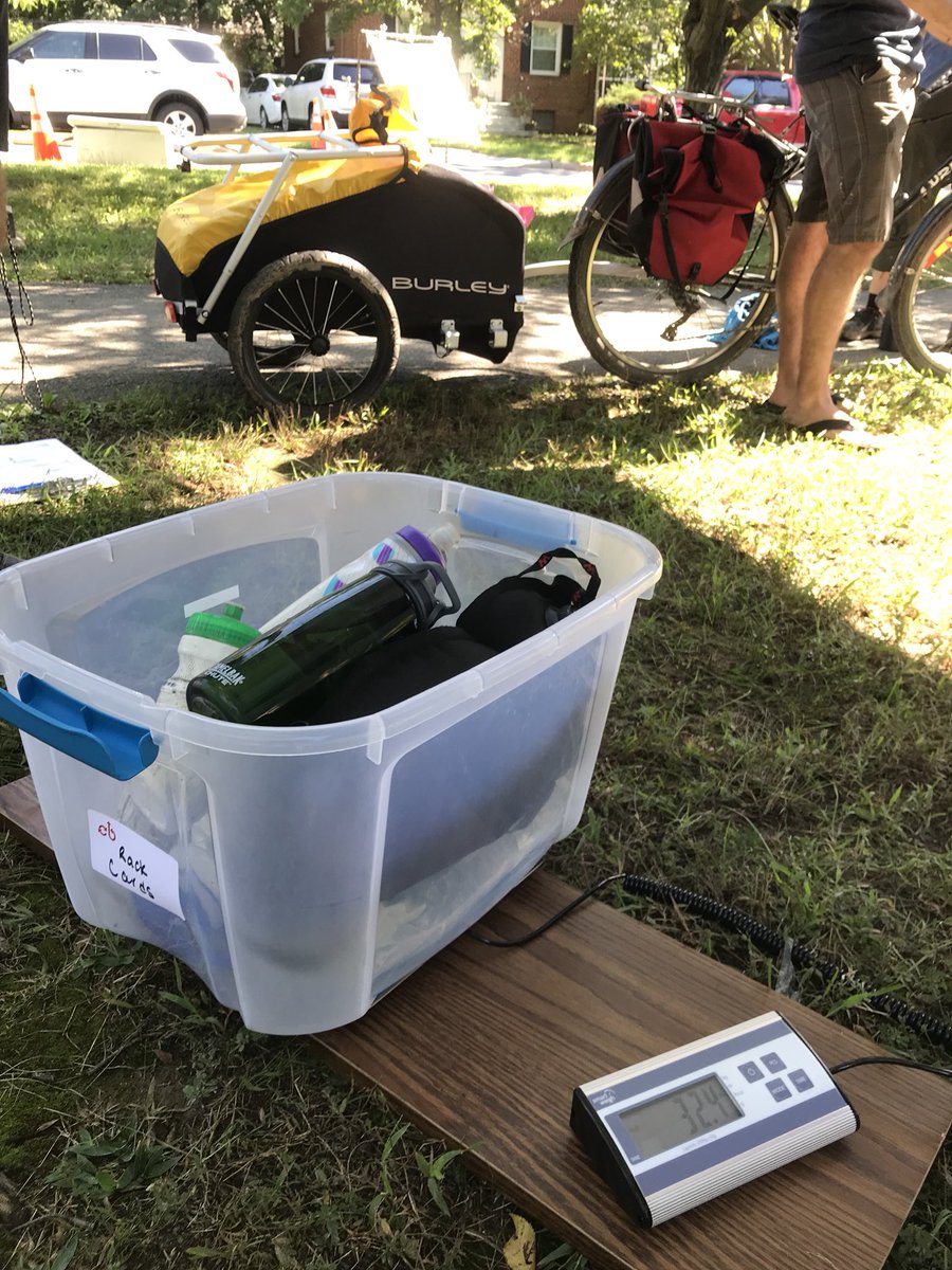 BikeArlington's tweet photo. The finish line is crowded and bikes are fully loaded. Weigh-ins and scoring are happening now. Winners to be announced at approx 2pm! Thank you @BikeneticFC and volunteers for counting! #DRTArlington @ReadyArlington #ArlingtonBikes #bikedc #ARLPrep2018 #NATLPrep https://t.co/tEOrjGfJk5