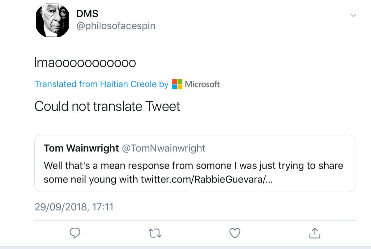 dr_v_agarwal's tweet image. @Twitter (via @Microsoft) detected your tweet as #Haitian creole but then failed to translate it...lol
#MachineLearningFails