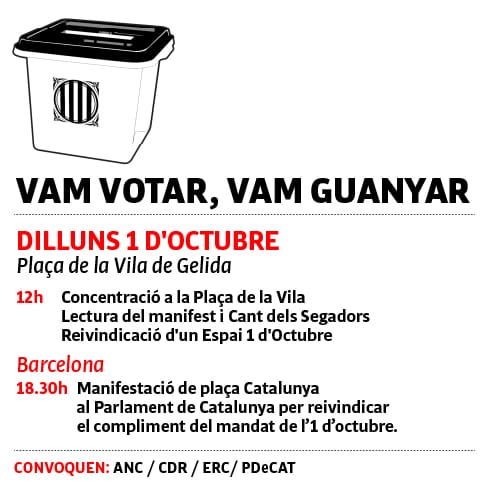MontserratiCDR's tweet photo. Reviu l'esperit de l'#1Oct 
A #Gelida

Actes commemoratius
📆 DIUMENGE 30 i DILLUNS 1

#1OctAlCarrer No hi pots faltar📢

Actes al #Montserratí 〽️ https://t.co/L6LEWWazFP