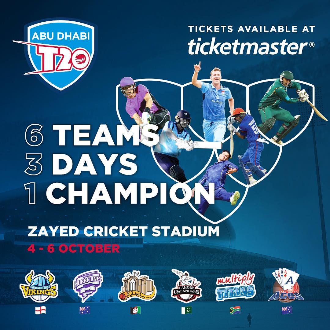 HomeofT20's tweet photo. The Abu Dhabi tournament will feature teams
@lahoreqalandars of PSL
Boost Defenders of Shpageeza Cricket League
@HurricanesBBL of #BBL
Titans of #RamSlamT20 Challenge
@YorkshireCCC of #T20blast Auckland Aces of #SuperSmash
#HomeofT20 #AbuDhabiT20 https://t.co/x6TklEe4AX