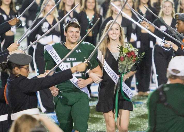 Rattlersports's tweet photo. Congrats to Varsity athletes, HOCO Queen &amp; King, Hannah Amitrano &amp; Jake Brookover! Representing Reagan on the court and field! @rrgirlshoops @SAReaganFball https://t.co/v0zlKVj4QO