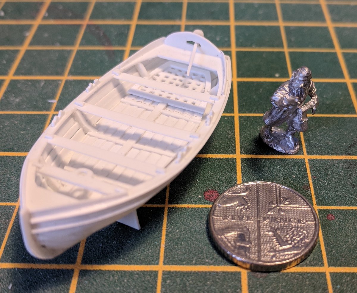 JamesQuaile's tweet photo. As I couldn't find a #sailboat I liked in #15mm #scale I thought I'd see if I could #scratchbuild one! #minitures #DND #tinyworld https://t.co/9bgW7iyl43