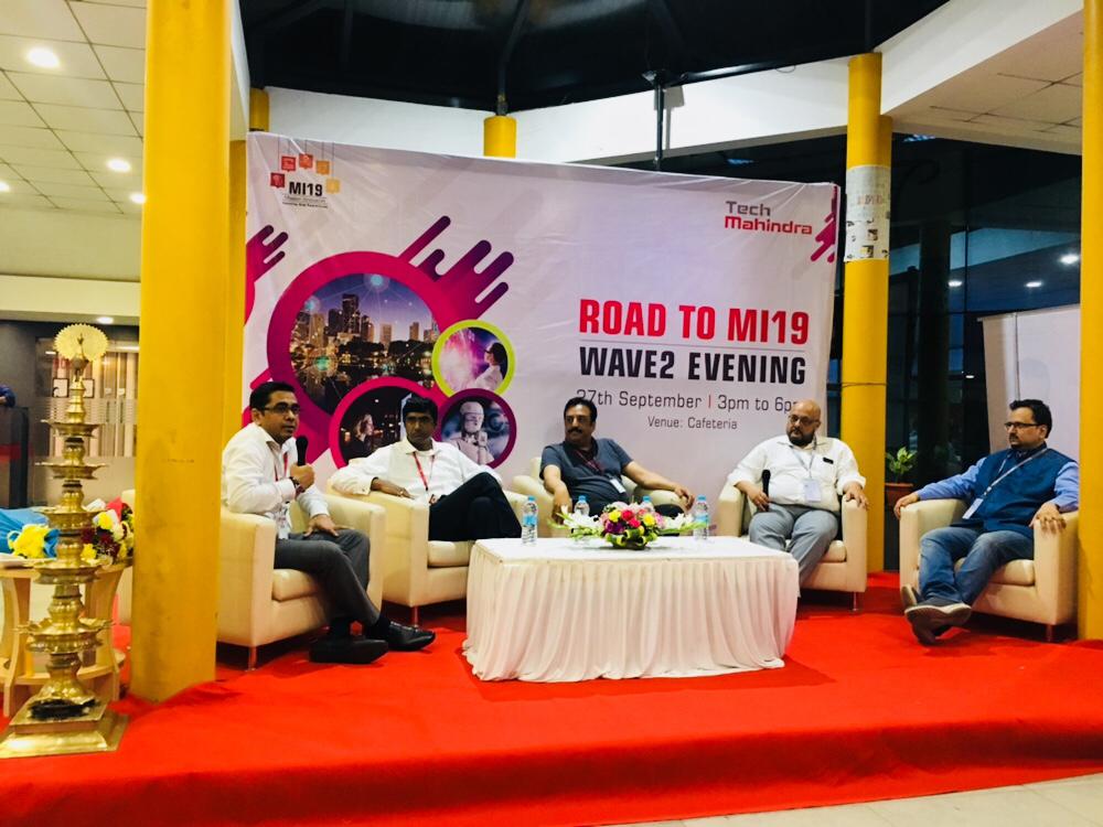 vrindapisharody's tweet photo. With the innovation program team @tech_mahindra at the  Precursor to the biggest innovation event #TechM  #MissionInnovation #MI19 

At #TechMNoida a surprise guest Innaya 'bot' some more charm home 🙂🙂 https://t.co/74kkDvEefu