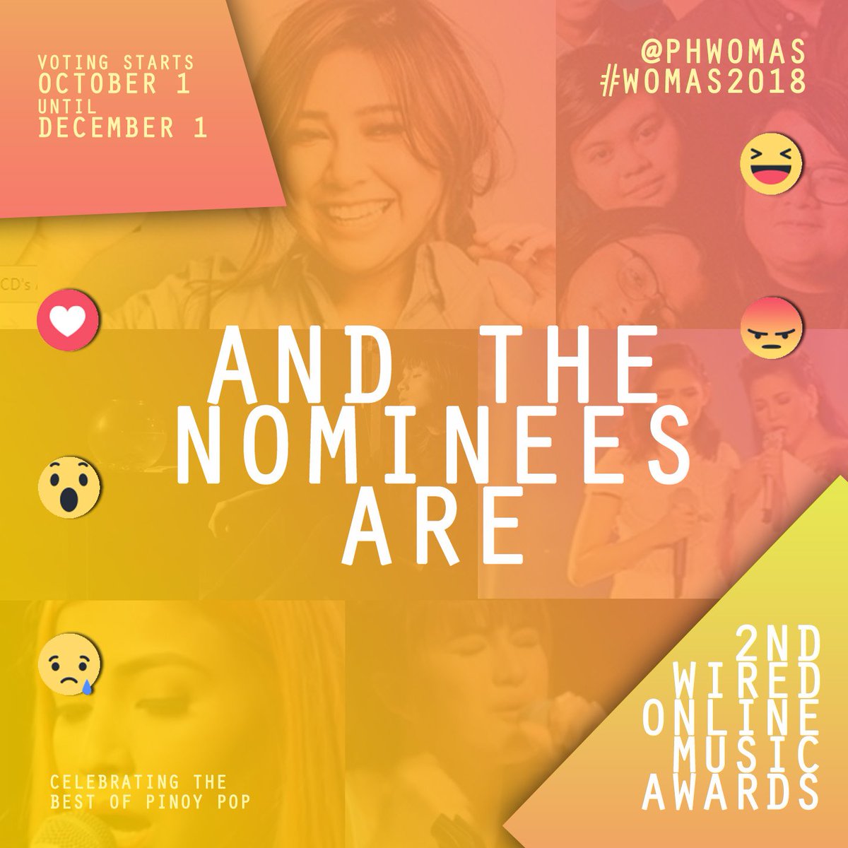 phwomas's tweet photo. Here are the nominees for the 2018 Wired Online Music Awards: https://t.co/9scyTNxDRE #WOMAS2018 https://t.co/Gvmd6R9GrT