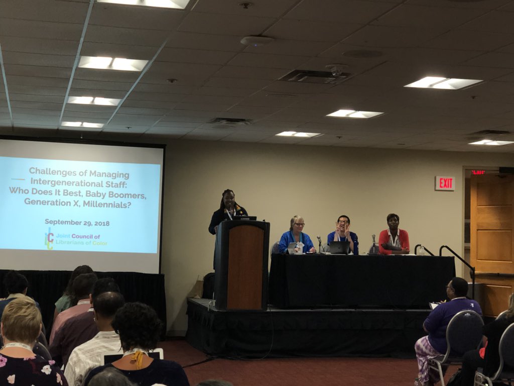 Lessa4Libraries's tweet photo. Excited to listen to this rockstar group! #MillennialsRule #JCLC2018 #NewlyPromoted https://t.co/lqyFRHFnI8