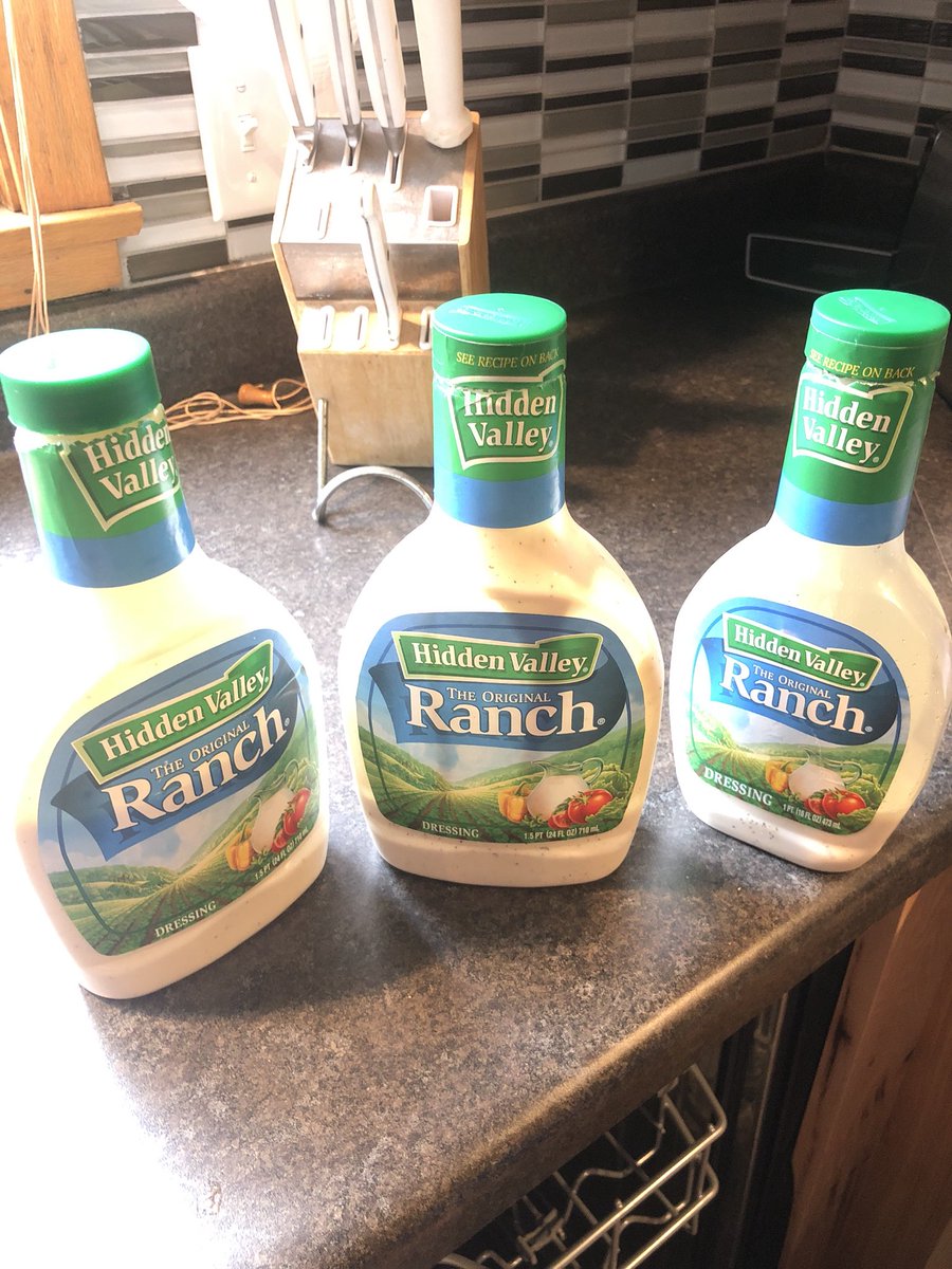 justusbass's tweet photo. At any given moment in my house, there will be three open bottles of ranch. #RanchDressing #RanchObsession https://t.co/0dYUBVJaGP