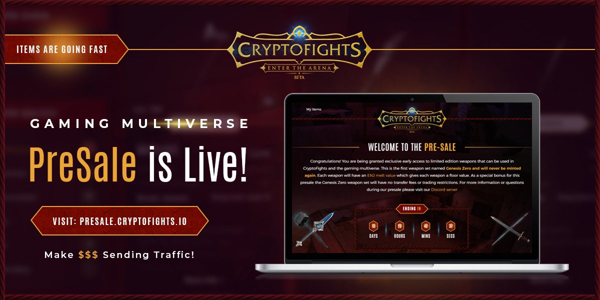 CryptoFights can be seen as the next generation turn-based Street Fighter with interchangeable weapons and armour to outmatch your opponent. Our presale is live! ow.ly/Z62h30m1HkI 

#ERC1155 #ethereum #gaming #PVP #crypto #cryptocurrency