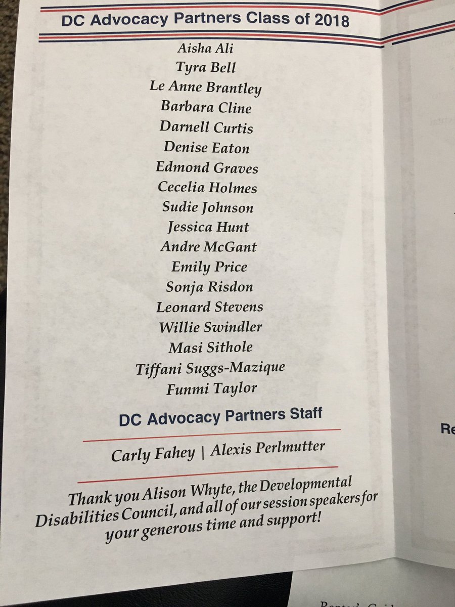 NJDC07's tweet photo. 6th annual DC Advocacy Partners Graduation 2018! Amazing leadership training program to empower self-advocates & family members who are PWD & #DC residents to be policy makers to improve policies, programs and services for PWD!#ADA28 #PWD #Policy #Blessed #Powertothepeople https://t.co/xk3pyDX18Z