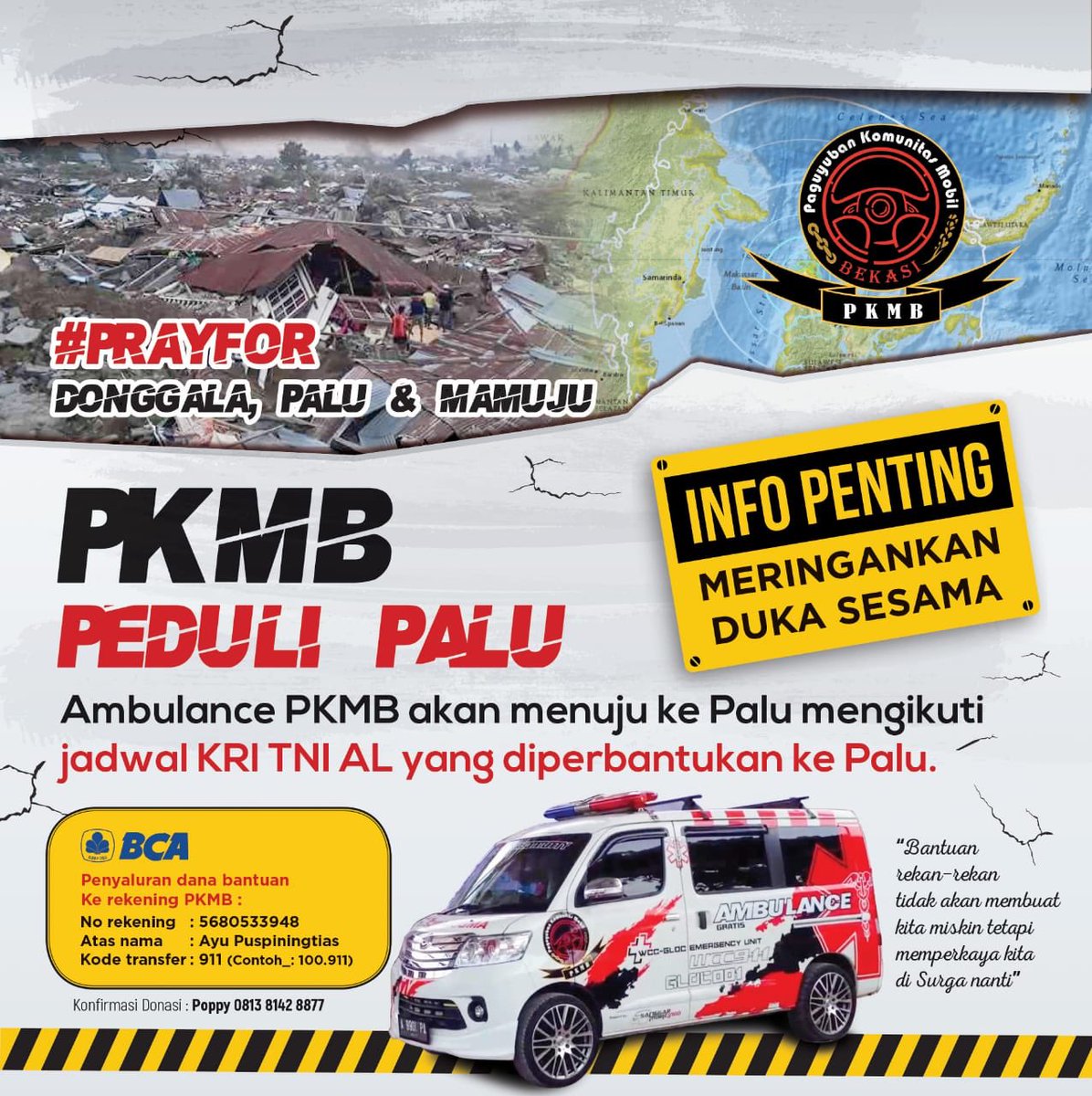 official_gloc's tweet photo. PKMB Peduli Palu

#PrayForDonggalaPaluMamuju

@adhi_W274 @dwiagus73 @RikyKelly @Budinugroho123 @mira_yuanita @tatik52291797 @fandy703 @abbasao https://t.co/UowQggAPEj