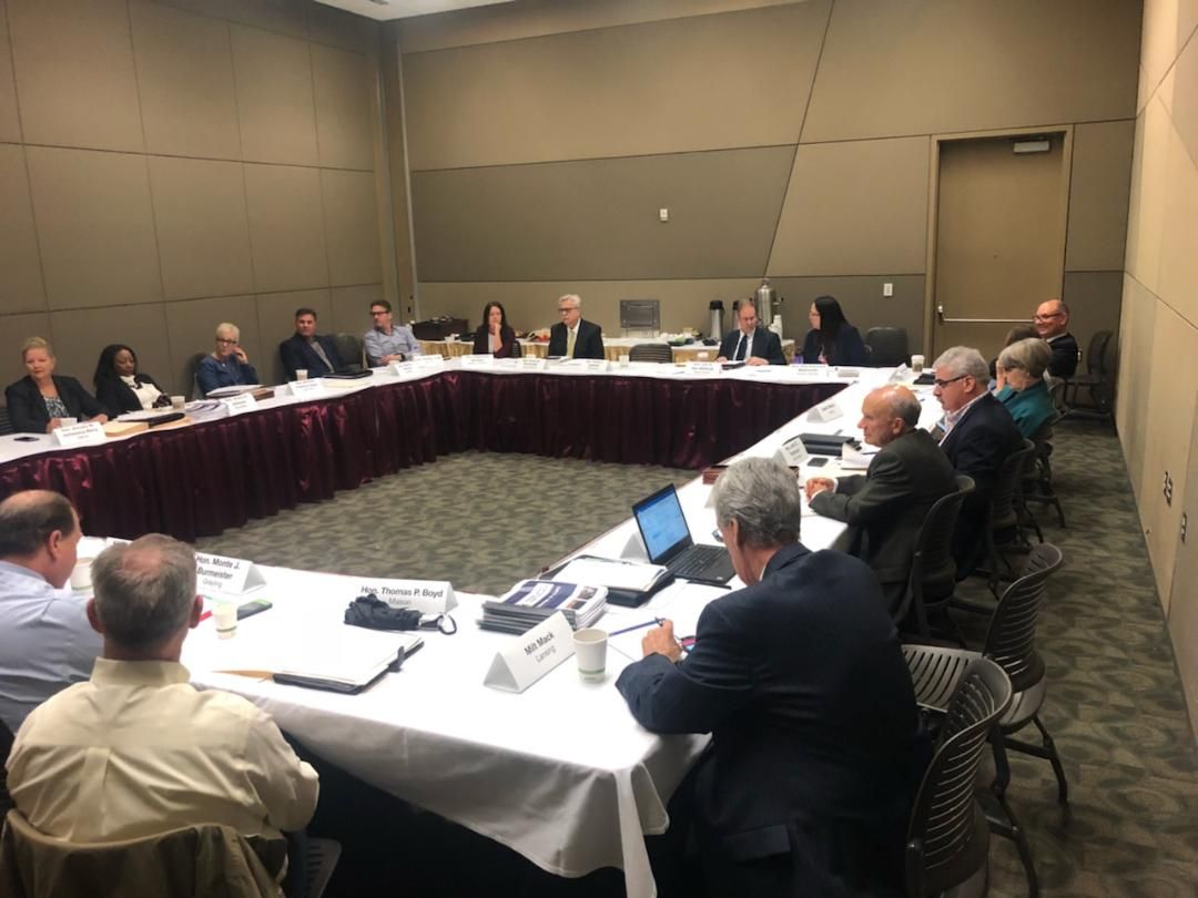 MISupremeCourt's tweet photo. Trial court judges convening at @MIStateBar Judicial Section under Chair Judge Annette Berry of @3rdccorg during #SBMNext. Judges praised MSC Judicial Success Stories booklets spotlighting MI circuit, probate, district, & other courts. Success stories: https://t.co/qYBbwYbERg https://t.co/sItGtrQCAB