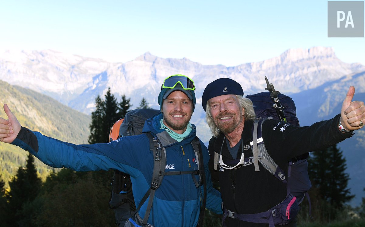 Sir <a href="/richardbranson/">Richard Branson</a>, his son <a href="/sambranson/">sambranson</a> and nephew <a href="/NoahDevereux/">Noah Devereux</a> have reached the summit of Mont Blanc - completing a 2,000km trek from Sardinia across Western Europe - Sir Richard told <a href="/PA/">PA Media</a> he now feels like he has the "body of a 25-year-old" #westrive

📸<a href="/jjgiddens/">Joe Giddens</a>