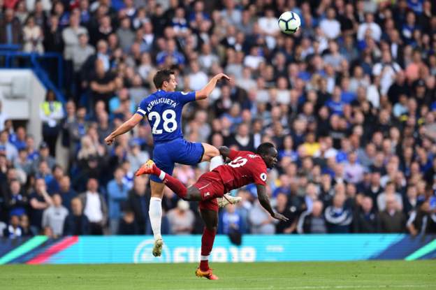 Liverpool's tweet image. HT: Chelsea 1 Liverpool 0. Let us know your thoughts on the first half...