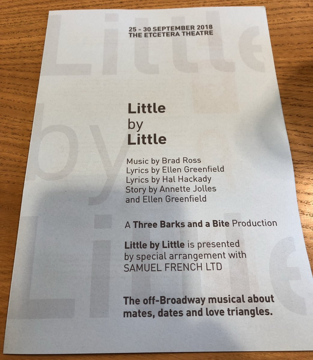 Can’t wait to see the gorgeous and talented @_CharlotteShaw and cast in <a href="/BarksBite/">Three Barks and a Bite</a> production of #LittlebyLittle #musicaltheatre <a href="/EtceteraTheatre/">Etcetera Theatre</a> #Camden