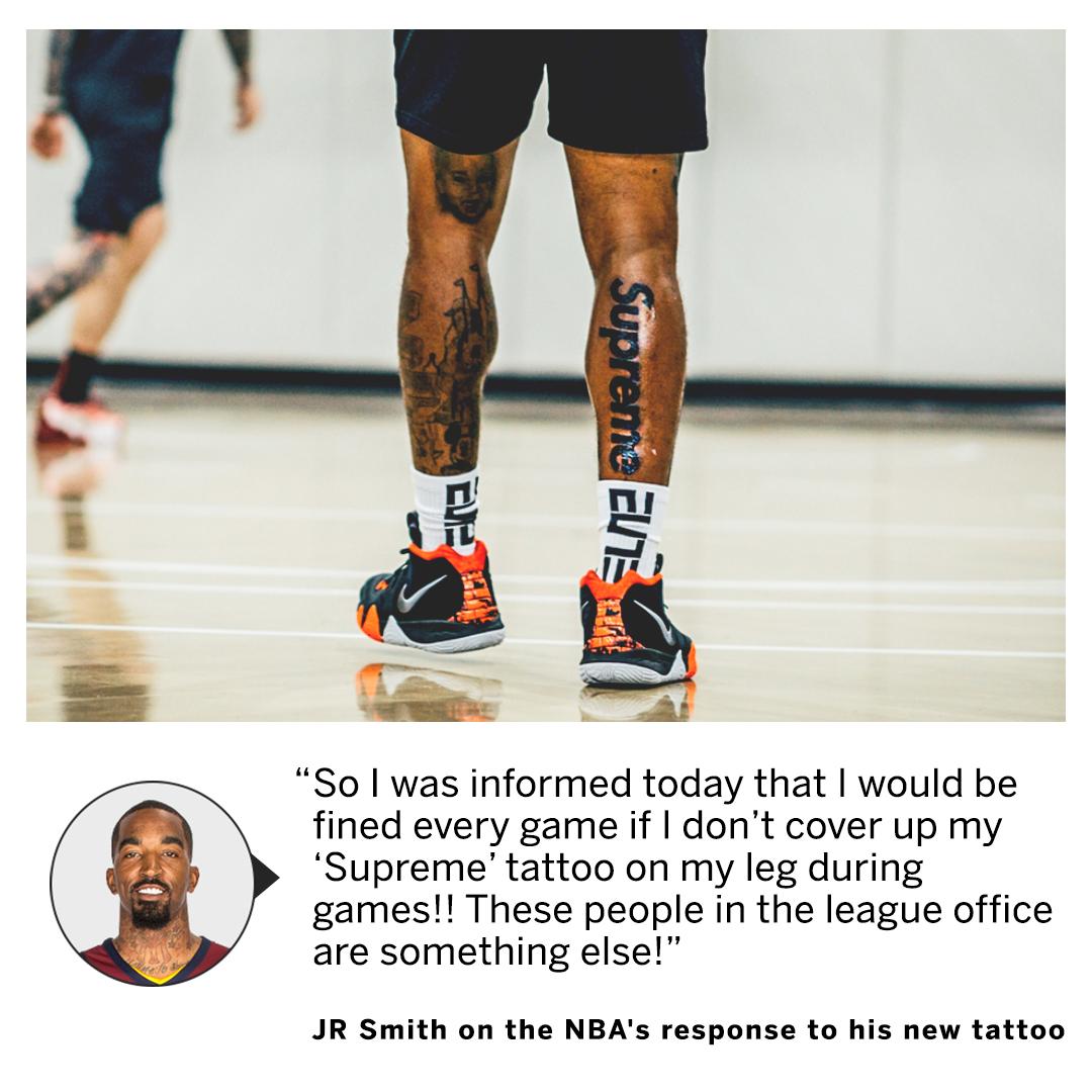 JR Smith Will Reportedly Be Fined By NBA Over Supreme Tattoo on Leg   Complex
