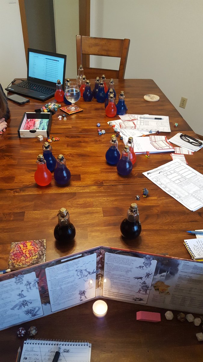 JonGray's tweet photo. It begins. 
@CamGray 
#DnD #potions https://t.co/E8PP5dxhtz