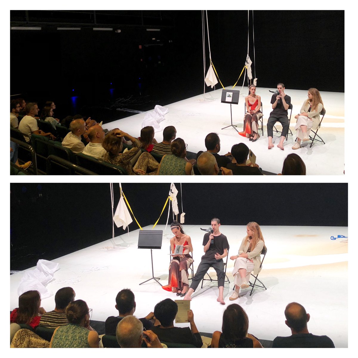 DanzaCanal's tweet photo. Encuentro con el público tras la primera función de #BodyOnPaper de #ManuelRodríguez. Cómo cambia la trlaciónncon nuestro cuerpo al entrar en contacto con el objeto.
Mañana, nueva función a las 18h en la Sala Negra de @TeatrosCanal. 
#AbiertoaEnCanal https://t.co/2GzgaKbsrV