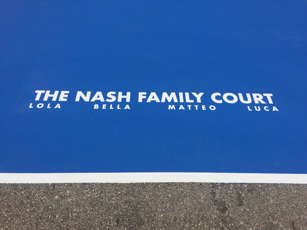 SteveNashFdn's tweet photo. Love being here to celebrate the dedication of this Nash Family Court with @NBACanada and Bell at the PNE. Thank you to Mayor Robertson, Mark Tatum, Shelley Frost, and favourite dad, John Nash, for being here today. #greatassist #getwellSteve https://t.co/tMcbmzgz2r