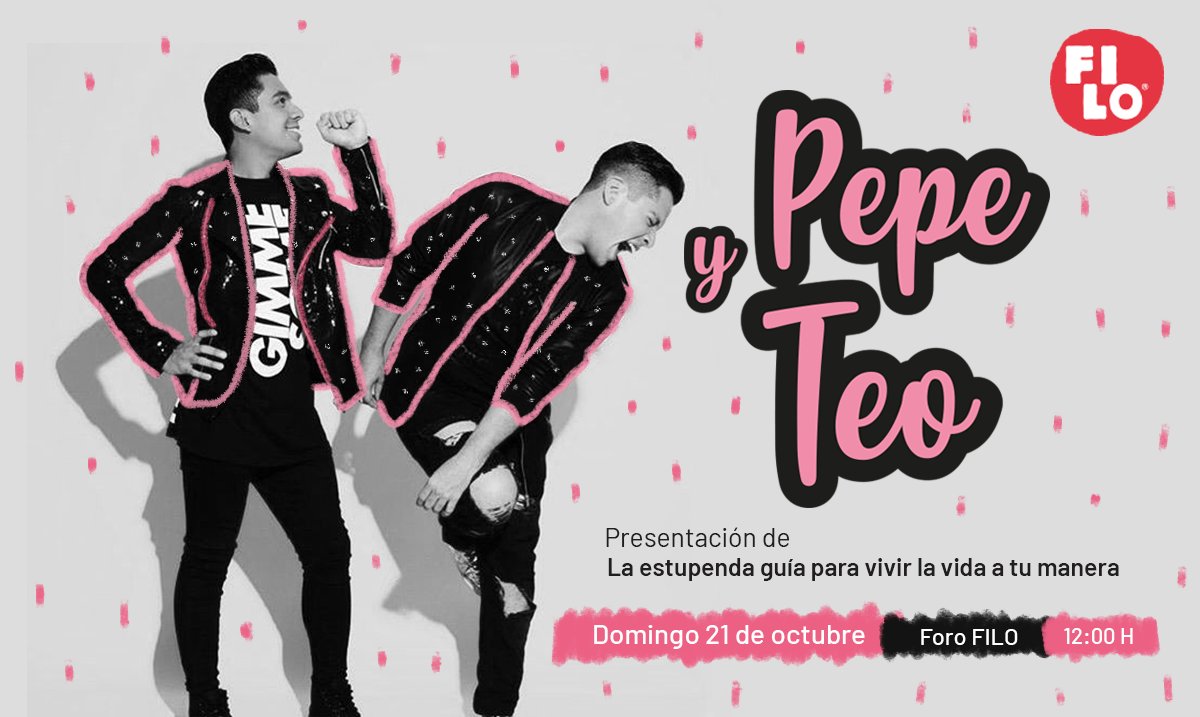 FILOaxaca's tweet photo. Con todo el humor ácido que los caracteriza, uno de los dúos más famosos de YouTube presenta "La estupenda guía para vivir la vida a tu manera".

Pepe y Teo llegan a la #38FILO para explicarte cómo diablos lidiar con todos los problemas de esta existencia que tanto te abruma. https://t.co/oJ9cIj3zvm