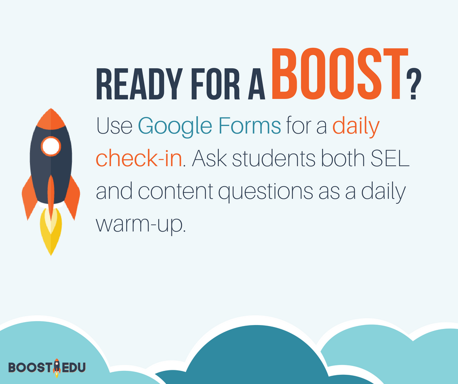 Boost_EDU's tweet photo. BoostEDU #TechTip! Learn how to create a Google Form for a daily-checkin from @MsVenturino --> https://t.co/F5ium3DNLx
#edtech #edtechchat #boostedu #googleedu #gsuiteedu https://t.co/lX6r3di4Et