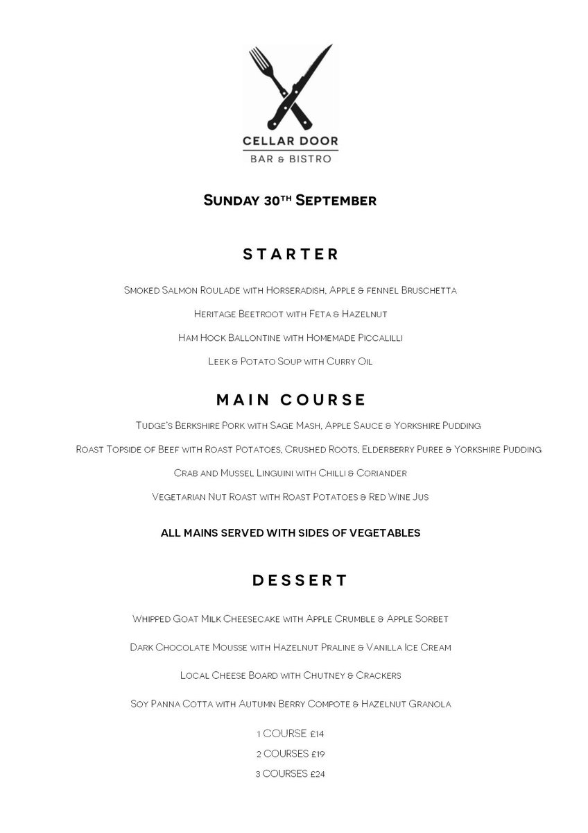 SUNDAY ROAST .... We still have a couple of tables free for tomorrows lunch.... Call us to book in between 12noon and 4pm