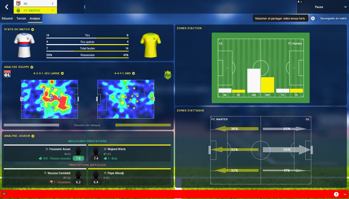 Vulrak's tweet photo. #FM18 | J'ai simulé le match de la 8ème journée de @Ligue1Conforama entre @OL et @FCNantes sur @FootballManager. J'ai zappé de publier ma simu'... @HoussemAouar marque en début de match mais #Warris égalise en fin de match. Attention les gones ! #CoachVuvu #OLFCN #Ligue1Conforama https://t.co/NnlA7cD0Ps