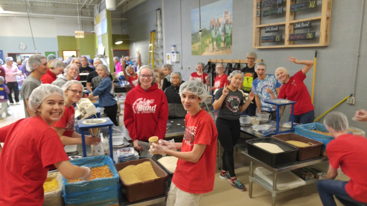 DphamMusic's tweet photo. D211 music students came together to pack food for FMSC today! Thanks for your work and heart today! @D211Music @PalatineTriM #fmsc #onePHS https://t.co/bkPO9f5RiU