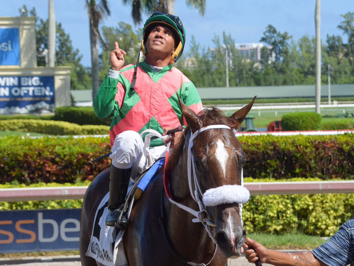 GulfstreamPark's tweet photo. Louder than Bombs, with Miguel Vasquez, prevails in the Armed Forces, two wins today for trainer @fawkesracinginc.
#GulfstreamPark #SummerMeet https://t.co/nvsaXD7Kyr