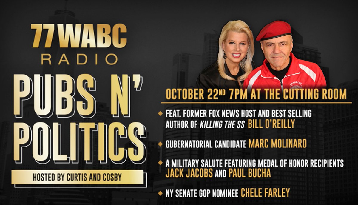 Come Honor our #Military Heroes, Meet #FoxNews <a href="/BillOReilly/">Bill O'Reilly</a> &amp; 2 Big #GOP Candidates #NY @marcmolinaro <a href="/CheleFarley/">Chele Farley</a>! Get Your TICKETS NOW before they sell out for this amazing One Night Only 10/22 #NYC Event: 👉  bit.ly/2QebVZw #Veterans #Patriots #USA See YOU There!!!
