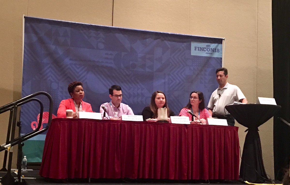 TaraMcCommons's tweet photo. Outstanding #FinCon18 panel w/ @realjasonsteele, @keepupwmrsjones, @EmilyGuyBirken, @b_solo, @KimAndersonConsulting. https://t.co/avp4tNiHpM